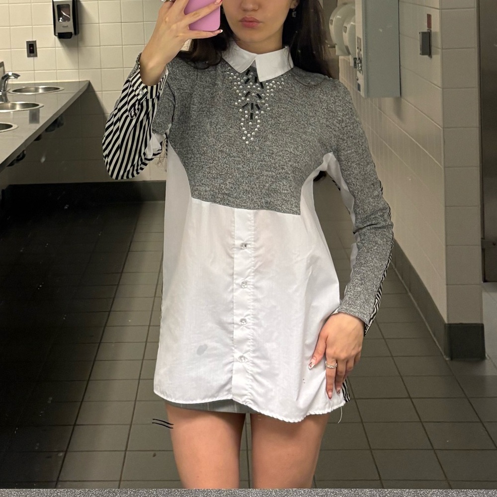 Collared Sweater Dress Blouse